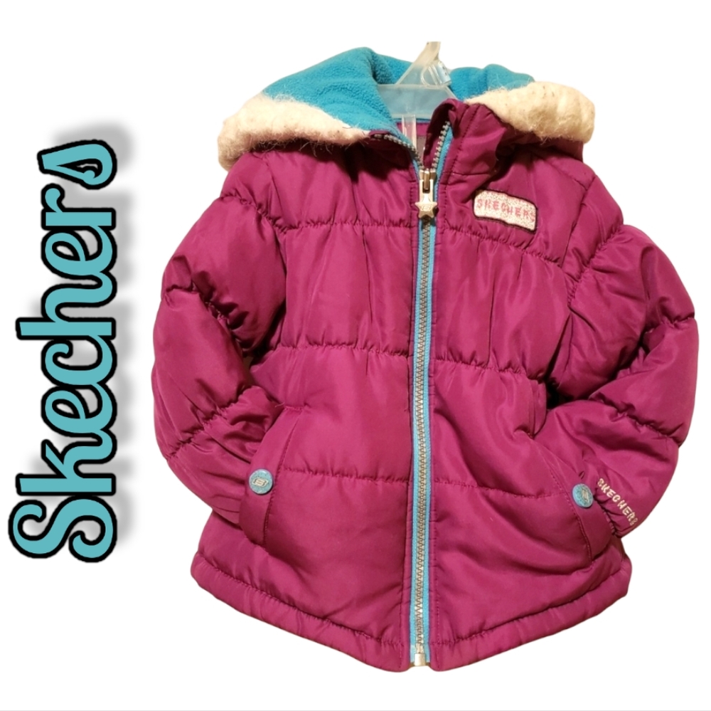 Girl's Skecher Purple Hooded Puffer Jacket
